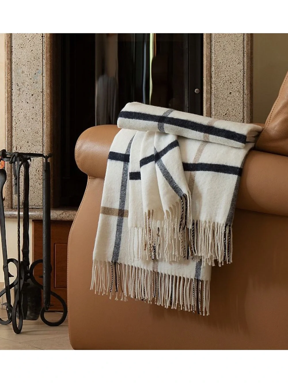 Discover Europe La Limonaia Tessuti Windowpane Throw Blanket NWT
